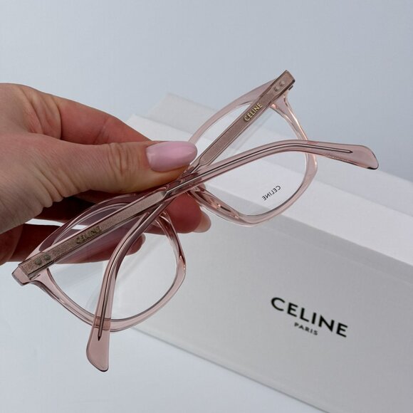 Celine THIN Women BRAND NEW Eyeglasses Shiny Rose Demo Square CL50058I 074 - Picture 4 of 10